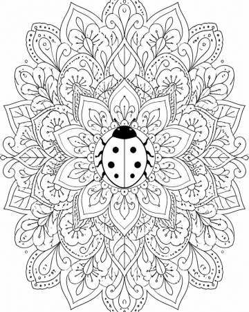 Coloriage Mandala Coccinelle - Dessin Fleur et Insecte Zen à Imprimer