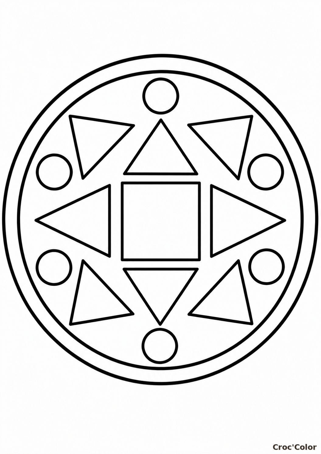 Coloriage Mandala Formes Géométriques Maternelle - Dessin Carré Triangle Rond Facile à Imprimer Gratuit