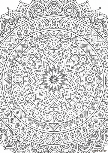 Coloriage Mandala Géométrique Complexe - Dessin Rosace Symétrique et Motifs Éthniques Anti-Stress à Imprimer Gratuit