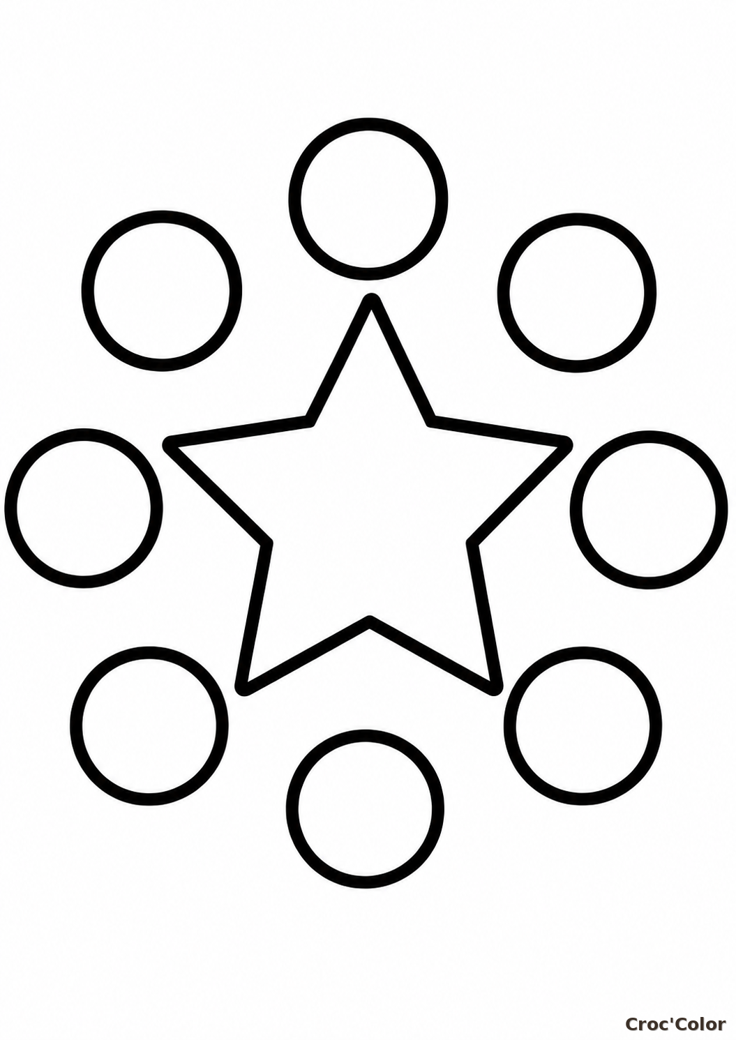 Coloriage Mandala Géométrique Facile - Dessin Étoile et Cercles pour Bébé et Maternelle à Imprimer Gratuit
