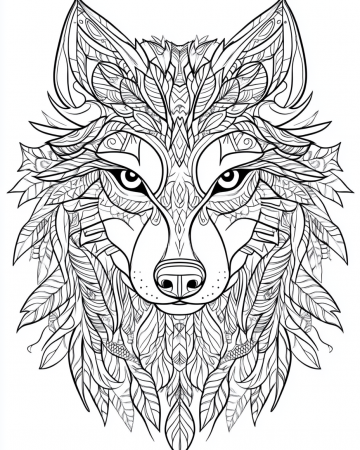 Coloriage Mandala Loup Difficile - Dessin Tête de Loup Mandala Adulte à Imprimer Gratuit