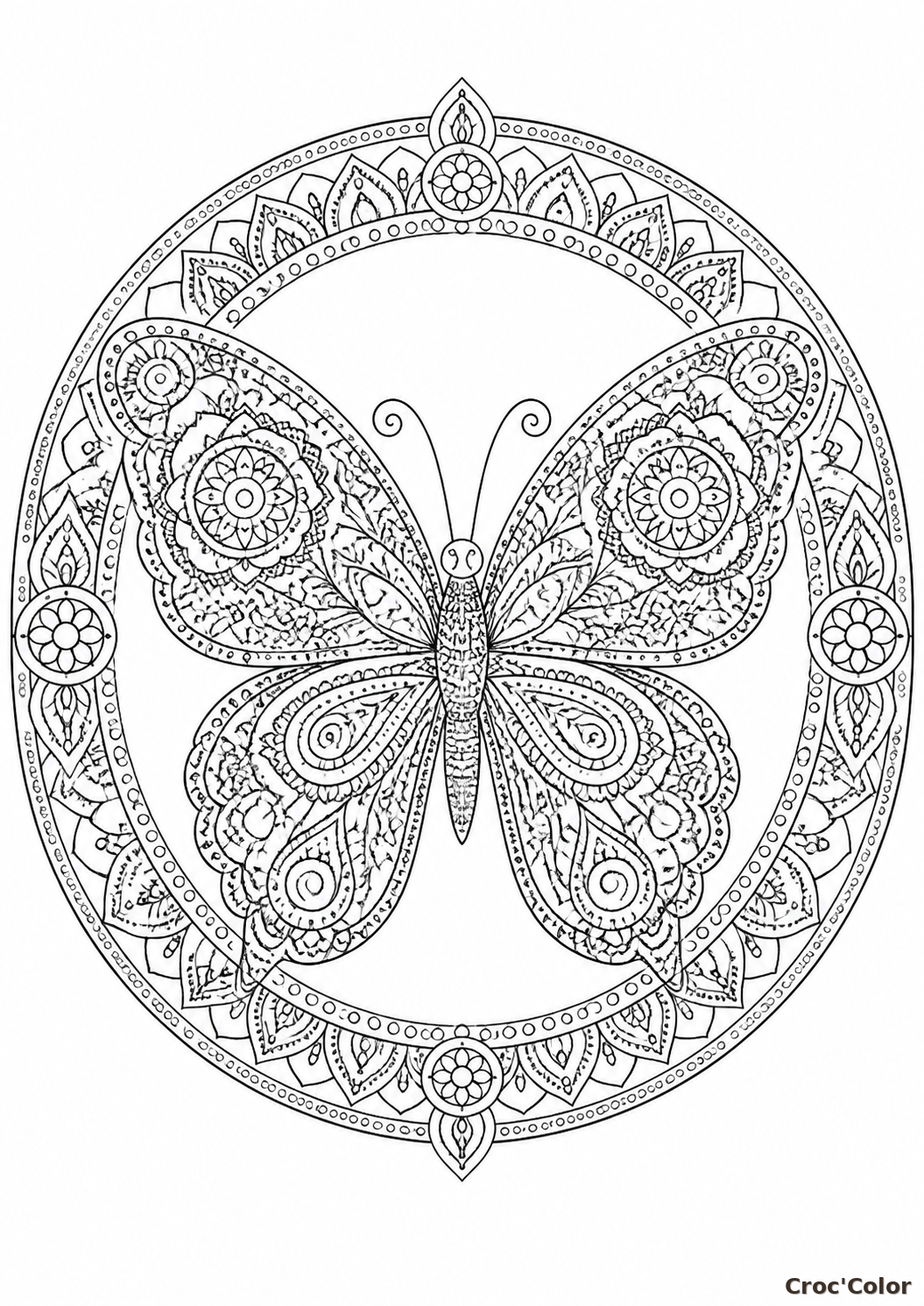 Coloriage Mandala Papillon Difficile - Dessin Grand Papillon Zen à Imprimer