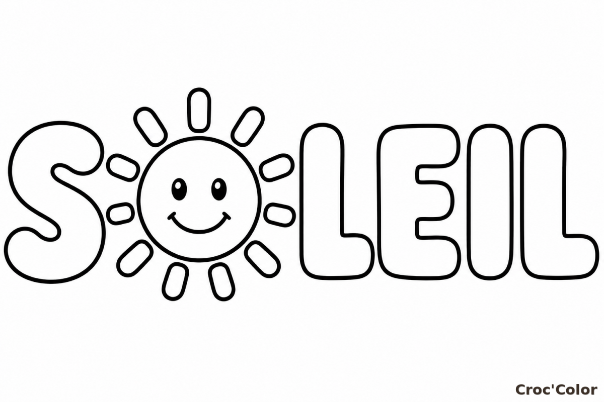 Coloriage Mot SOLEIL Facile Maternelle - Dessin Éducatif Lettres et Soleil Mignon à Imprimer Gratuit