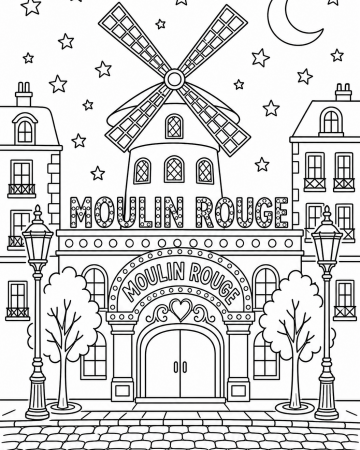 Coloriage Moulin Rouge de Paris à imprimer