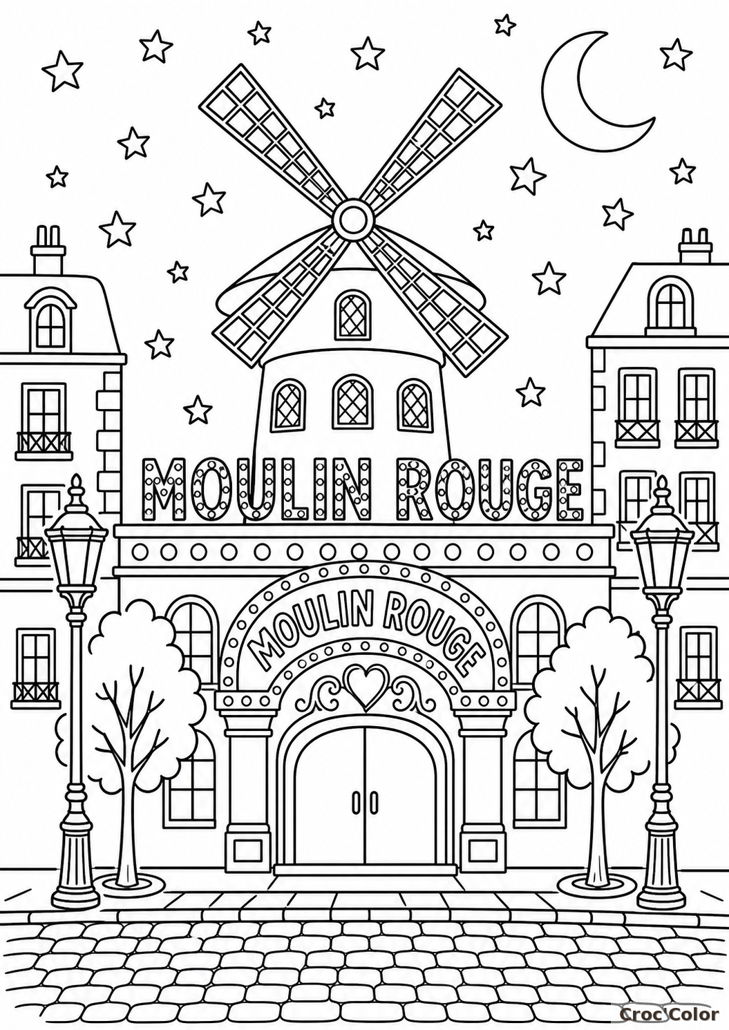 Coloriage Moulin Rouge de Paris à imprimer
