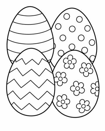 Coloriage Oeuf de Paques Facile Maternelle - Dessin 4 Oeufs Décorés à Imprimer Gratuit