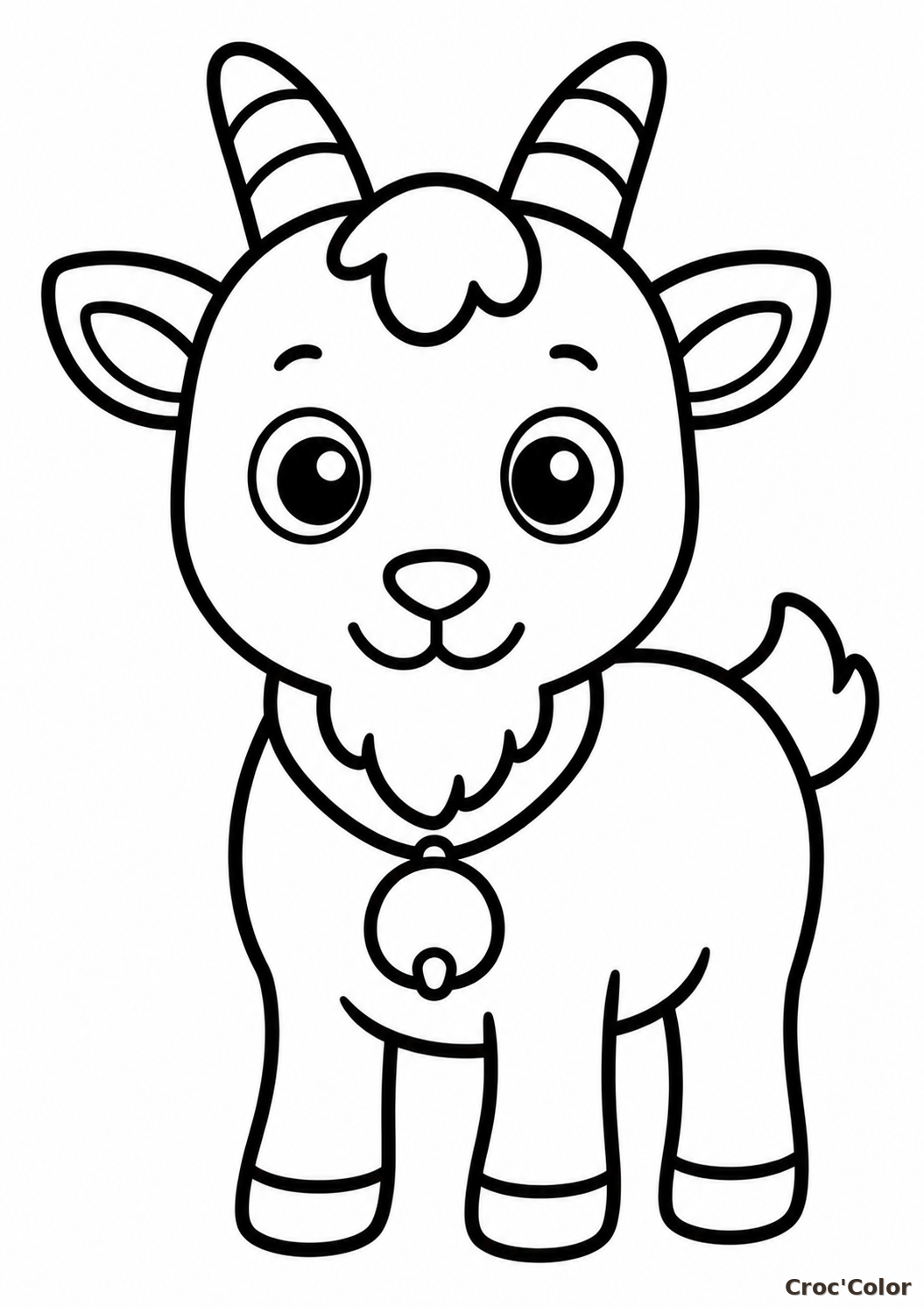 Coloriage Petit Bouc Mignon Maternelle - Dessin Chèvre Facile à Imprimer Gratuit