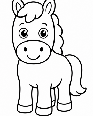 Coloriage Petit Cheval Mignon Maternelle - Dessin Poney Facile à Imprimer Gratuit