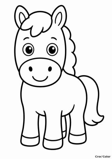 Coloriage Petit Cheval Mignon Maternelle - Dessin Poney Facile à Imprimer Gratuit