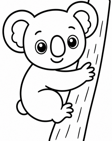 Coloriage Petit Koala Mignon Maternelle - Dessin Koala sur Branche Facile à Imprimer Gratuit