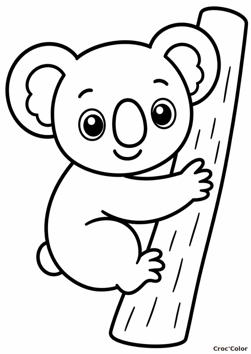 Coloriage Petit Koala Mignon Maternelle - Dessin Koala sur Branche Facile à Imprimer Gratuit