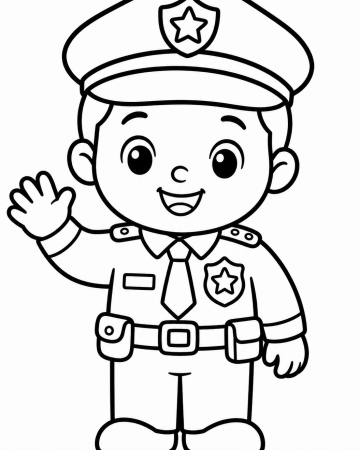 Coloriage Policier Mignon Maternelle - Dessin Métiers Facile à Imprimer