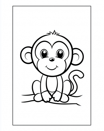 Coloriage Petit Singe Mignon Maternelle - Dessin Ouistiti Facile à Imprimer Gratuit