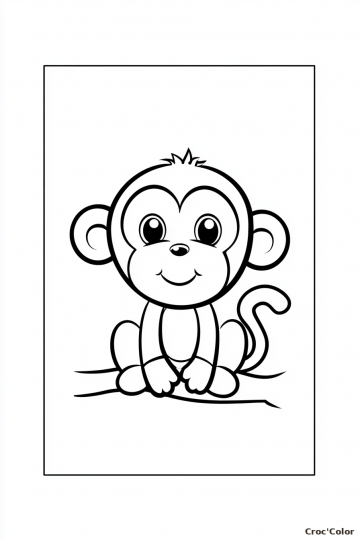Coloriage Petit Singe Mignon Maternelle - Dessin Ouistiti Facile à Imprimer Gratuit