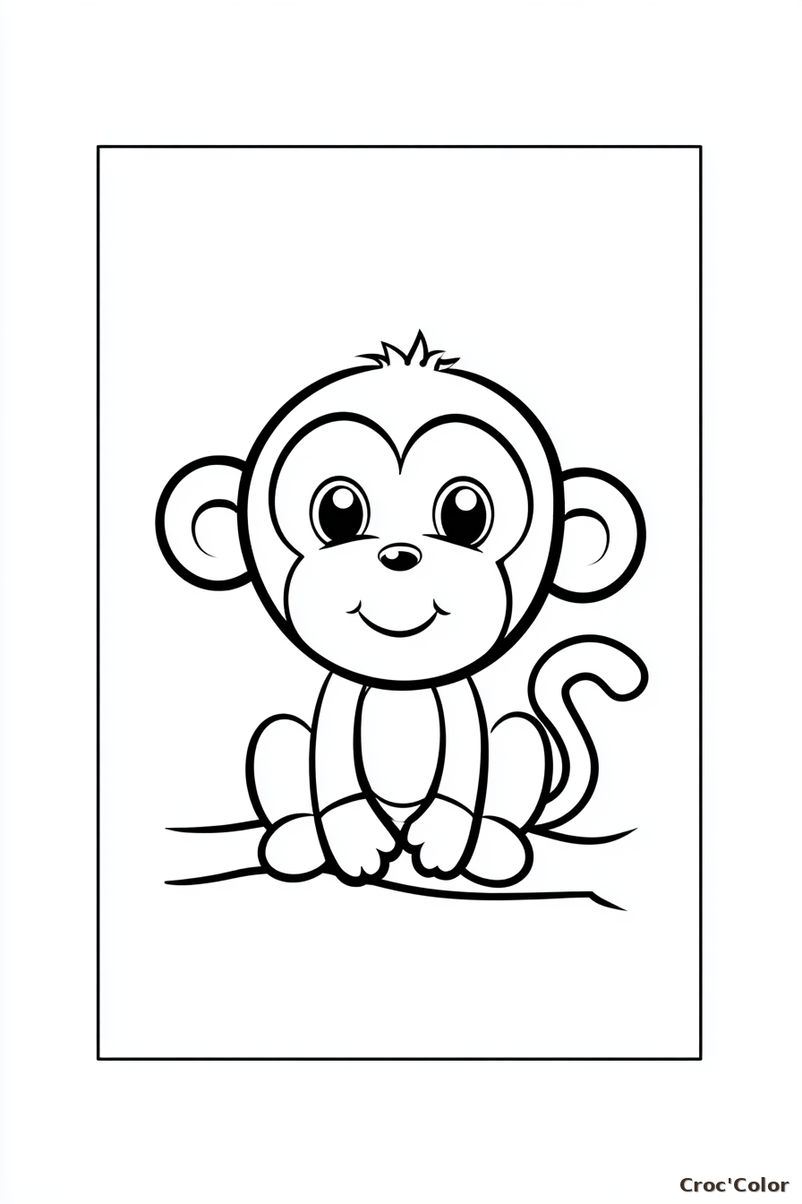 Coloriage Petit Singe Mignon Maternelle - Dessin Ouistiti Facile à Imprimer Gratuit