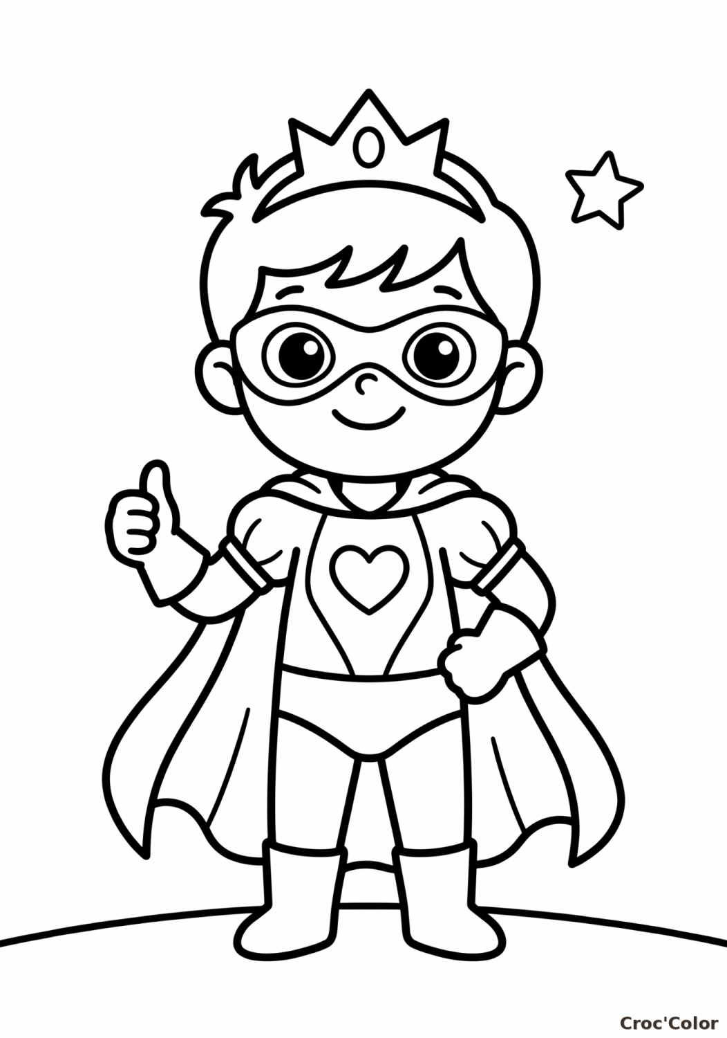 Coloriage Petit Super-Héros Prince Facile - Dessin Maternelle à Imprimer Gratuit