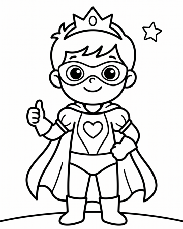 Coloriage Petit Super-Héros Prince Facile - Dessin Maternelle à Imprimer Gratuit
