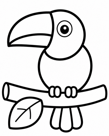 Coloriage Petit Toucan Mignon Maternelle - Dessin Oiseau Exotique Facile à Imprimer Gratuit
