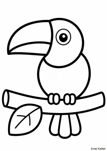 Coloriage Petit Toucan Mignon Maternelle - Dessin Oiseau Exotique Facile à Imprimer Gratuit