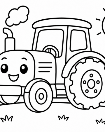 Coloriage Petit Tracteur Facile Maternelle - Dessin Ferme Mignon à Imprimer