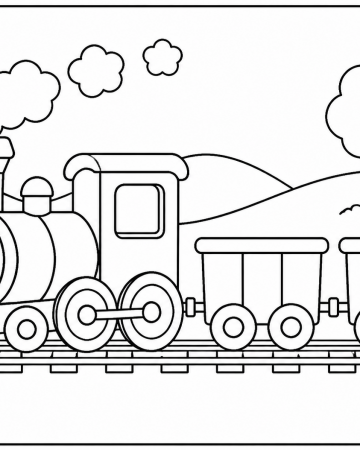 Coloriage Petit Train Facile Maternelle - Dessin Locomotive à Imprimer Gratuit