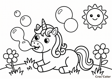 Coloriage Petite Licorne Bébé Facile - Dessin Maternelle à Imprimer Gratuit