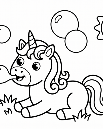 Coloriage Petite Licorne Bébé Facile - Dessin Maternelle à Imprimer Gratuit