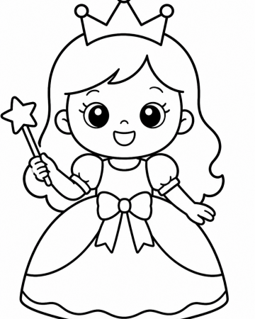 Coloriage Petite Princesse Facile Maternelle - Dessin Couronne à Imprimer Gratuit