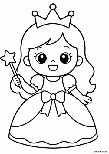 Coloriage Petite Princesse Facile Maternelle - Dessin Couronne à Imprimer Gratuit