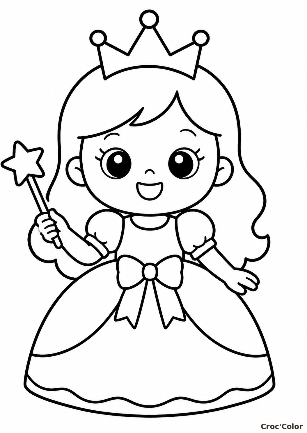 Coloriage Petite Princesse Facile Maternelle - Dessin Couronne à Imprimer Gratuit