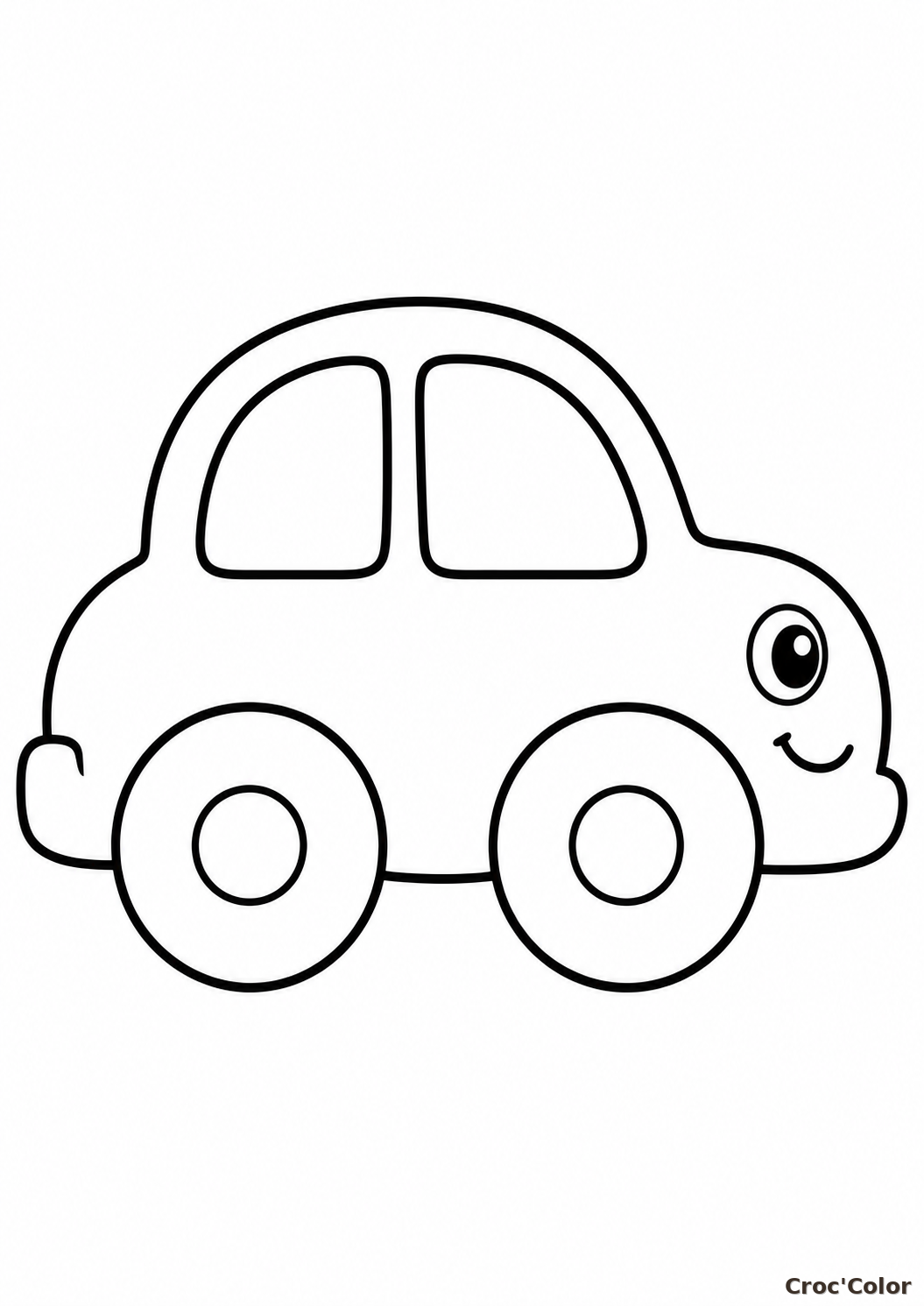 Coloriage Petite Voiture Facile Maternelle - Dessin Auto Rigolote à Imprimer Gratuit