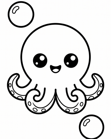 Coloriage Pieuvre Facile Maternelle - Dessin Poulpe Océan à Imprimer