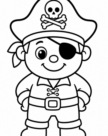 Coloriage Pirate Facile Maternelle - Dessin Petit Garçon Pirate à Imprimer Gratuit