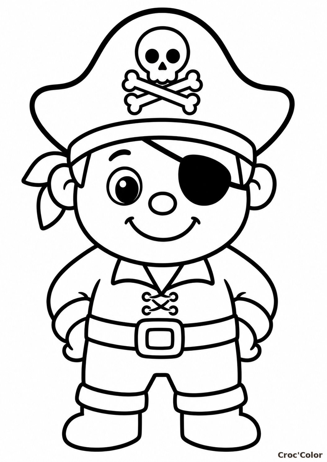 Coloriage Pirate Facile Maternelle - Dessin Petit Garçon Pirate à Imprimer Gratuit