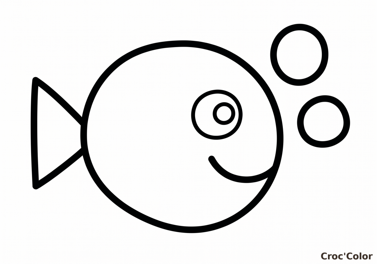 Coloriage Poisson Facile Maternelle - Dessin Mer Bébé à Imprimer