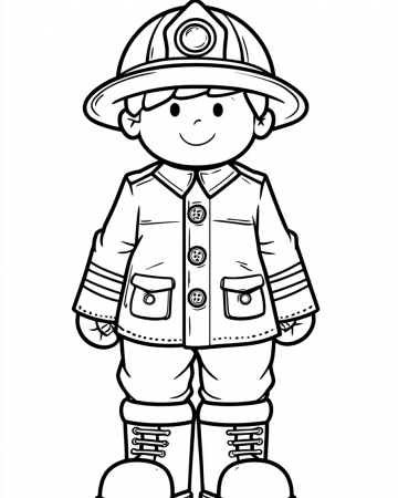 Coloriage Pompier Facile Maternelle - Dessin Uniforme de Pompier à Imprimer Gratuit