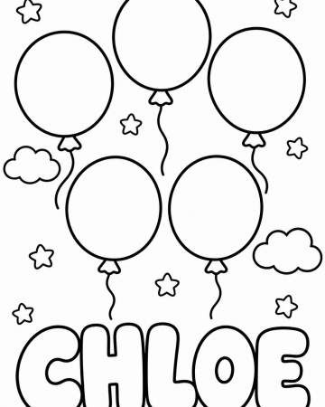 Coloriage Prénom Chloé Facile Maternelle - Dessin Ballons d'Anniversaire à Imprimer Gratuit