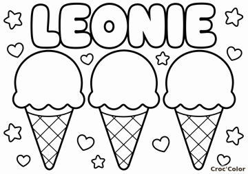 Coloriage Prénom Léonie Facile Maternelle - Dessin Glaces en Cône à Imprimer Gratuit