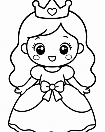 Coloriage Princesse Facile Maternelle - Dessin Petite Princesse Couronne à Imprimer Gratuit