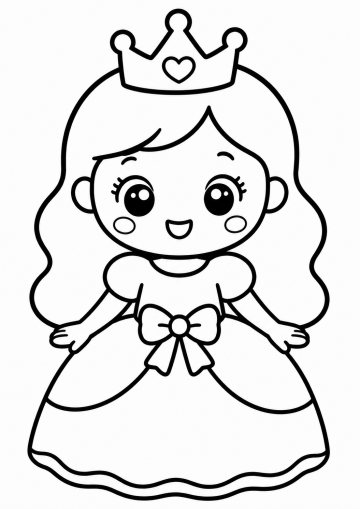 Coloriage Princesse Facile Maternelle - Dessin Petite Princesse Couronne à Imprimer Gratuit
