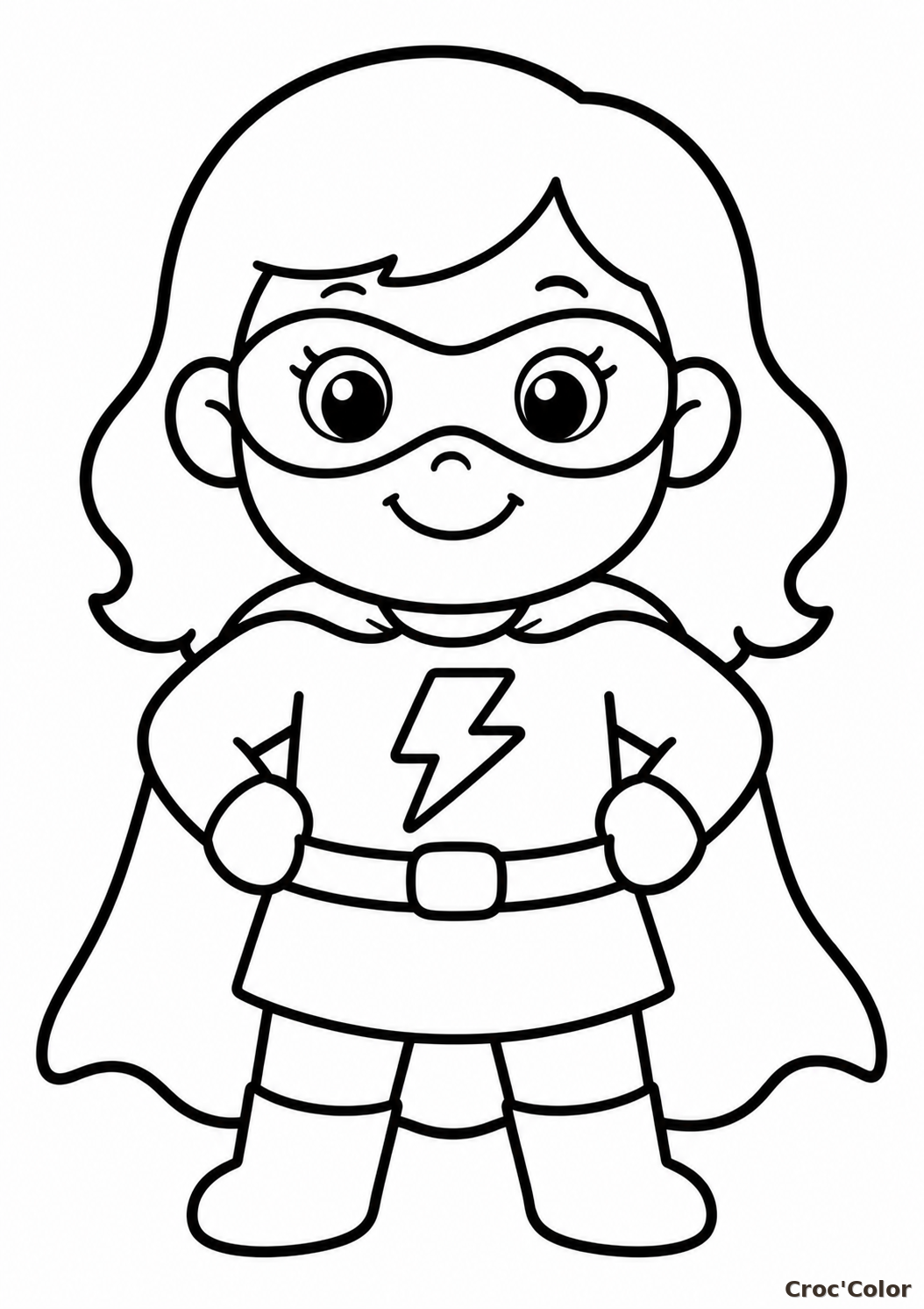 Coloriage Super-Héroïne Facile Maternelle - Dessin Petite Fille Super-Héros à Imprimer Gratuit