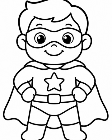 Coloriage Super-Héros Facile Maternelle - Dessin Petit Garçon Super-Héros à Imprimer Gratuit