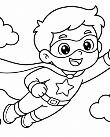 Coloriage Super-Héros Facile Maternelle - Dessin Petit Garçon Super-Héros à Imprimer Gratuit