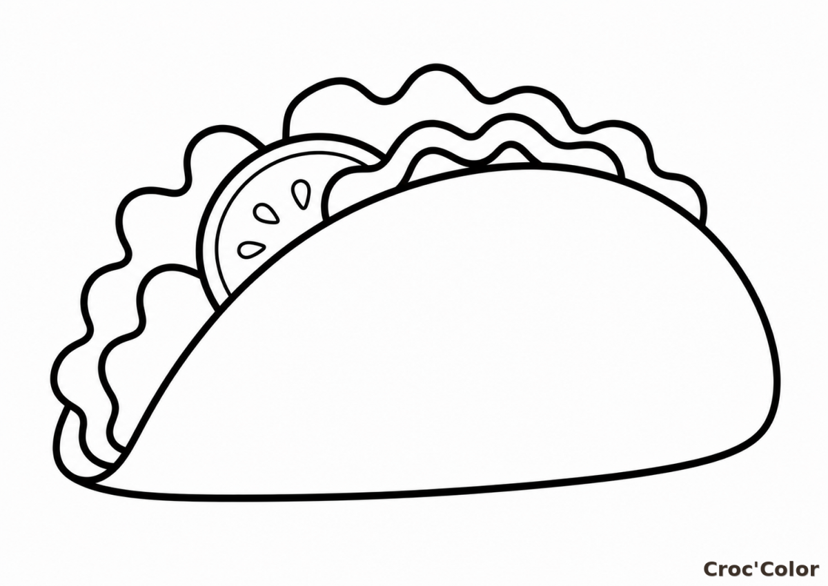 Coloriage Taco Mexicain Maternelle - Dessin Nourriture Facile à Imprimer Gratuit