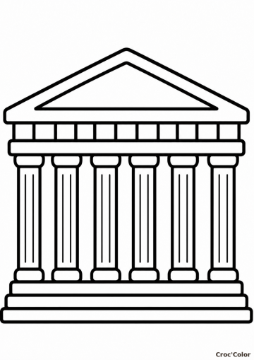 Coloriage Temple Grec Facile Maternelle - Dessin Parthénon Athènes, Colonnes Antiques et Grèce à Imprimer Gratuit