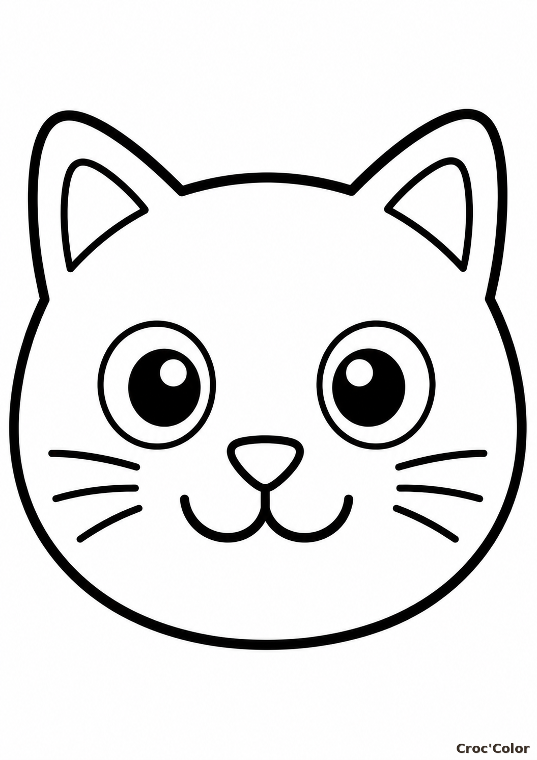 Coloriage Tête de Chat Facile Maternelle - Dessin Chat Kawaii Simple à Imprimer Gratuit