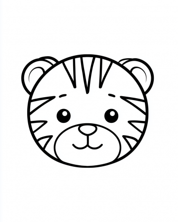 Coloriage Tête de Tigre 2 ans - Dessin Bébé Tigre Très Facile à Imprimer Gratuit