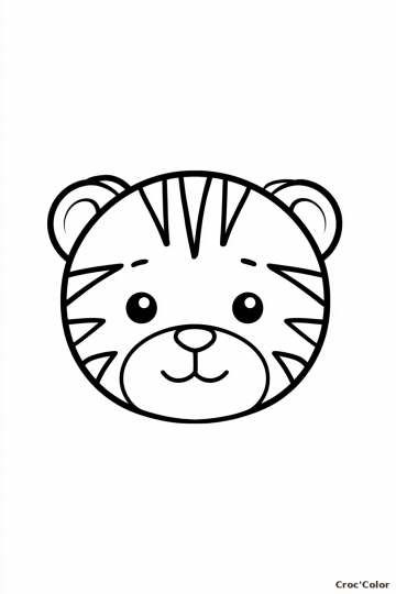 Coloriage Tête de Tigre 2 ans - Dessin Bébé Tigre Très Facile à Imprimer Gratuit