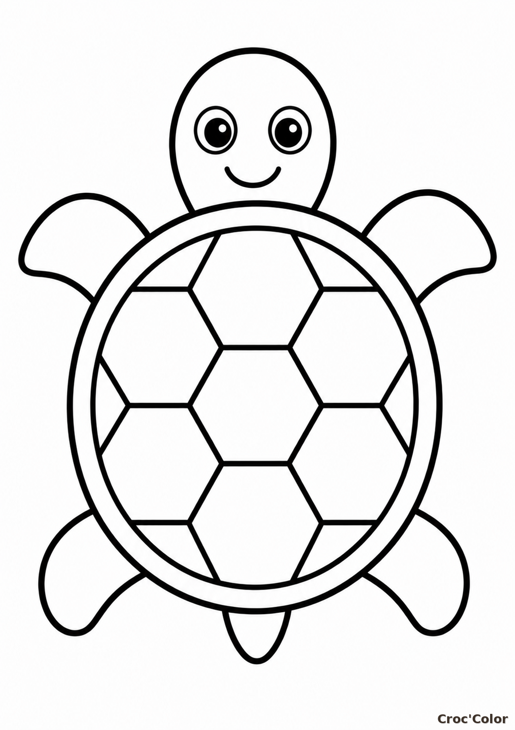 Coloriage Tortue Facile Maternelle - Dessin Petite Tortue Rigolote à Imprimer Gratuit