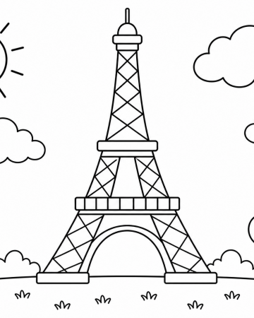 Coloriage Tour Eiffel Facile pour Maternelle - Dessin Paris à Imprimer